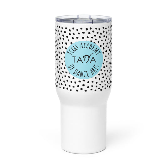 Travel Mug With Handle Dots + Logo